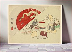 Πίνακας, Men Feasting, by Utagawa Kuniyoshi