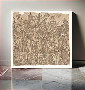 Πίνακας, Men on chariots and on horseback with standards and spoils of war by Andrea Andreani, Bernardo Malpizzi and Andrea Mantegna