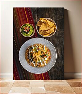 Πίνακας, Mexican Cuisine with Chips and Guacamole Μεξικάνικη κουζίνα με πατατάκια και γκουακαμόλε