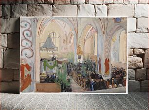 Πίνακας, Midsummer day service in lohja church, 1899, by Magnus Enckell