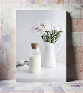 Πίνακας, Milk and Flowers Still Life Γάλα και λουλούδια Νεκρή φύση