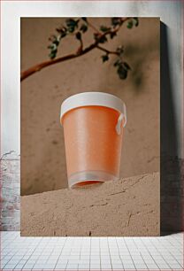 Πίνακας, Minimalist Cup with Plant Background Μινιμαλιστικό κύπελλο με φυτικό φόντο