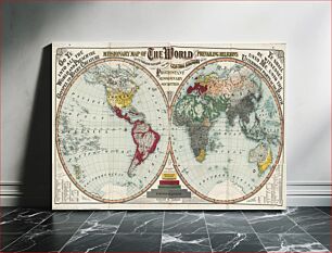 Πίνακας, Missionary map of the world showing prevailing religions of its various nations and the central stations of all Protestant missionary societies