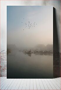Πίνακας, Misty Morning Harbor with Birds Misty Morning Harbour with Birds