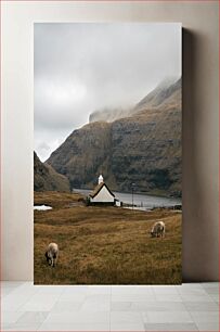 Πίνακας, Misty Mountain Church with Grazing Sheep Misty Mountain Church με Πρόβατα που Βόσκουν