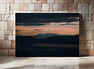 Πίνακας, Misty Mountain Landscape at Dusk Ομίχλη ορεινό τοπίο στο σούρουπο