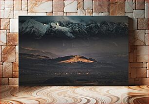 Πίνακας, Misty Mountain Landscape at Sunset Ομίχλη ορεινό τοπίο στο ηλιοβασίλεμα