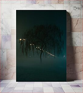 Πίνακας, Misty Night with Tree and Lights Misty Night με Δέντρο και Φώτα