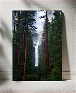 Πίνακας, Misty Waterfall Among Trees Misty Καταρράκτης Ανάμεσα σε Δέντρα