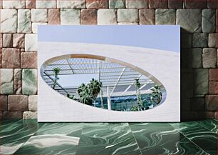 Πίνακας, Modern Architectural Design with Palm Trees Μοντέρνο Αρχιτεκτονικό Σχέδιο με Φοίνικες