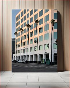 Πίνακας, Modern Building with Palm Trees Μοντέρνο κτήριο με φοίνικες