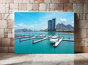 Πίνακας, Modern Marina with Cityscape Background Μοντέρνα Μαρίνα με αστικό τοπίο