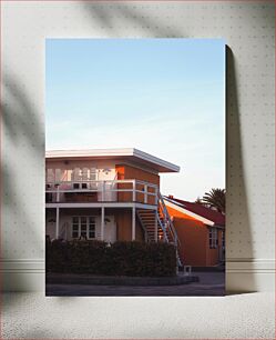 Πίνακας, Modern Orange House at Sunset Μοντέρνο πορτοκαλί σπίτι στο ηλιοβασίλεμα