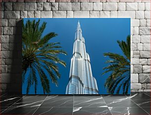 Πίνακας, Modern Skyscraper with Palm Trees Σύγχρονος ουρανοξύστης με φοίνικες