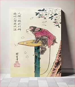 Πίνακας, Monkey and falling cherry blossom (1830-1858) vintage Ukiyo-e style