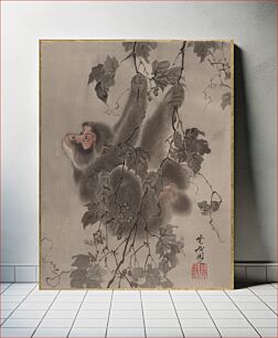 Πίνακας, Monkey Hanging from Grapevines by Kawanabe Kyosai
