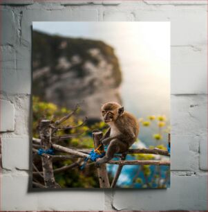 Πίνακας, Monkey on a Fence Μαϊμού σε φράχτη