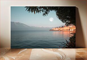 Πίνακας, Moonlit Coastal Town Φεγγαρόλουστη παραλιακή πόλη