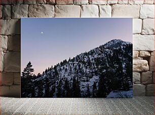 Πίνακας, Moonlit Snowy Mountain Φεγγαρόφωτο Χιονισμένο Βουνό