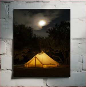 Πίνακας, Moonlit Tent in Forest Φεγγαρόφωτη σκηνή στο δάσος