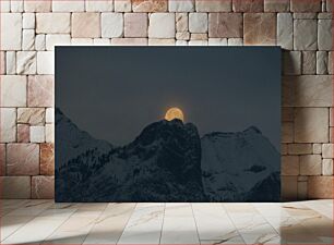 Πίνακας, Moonrise Over Snowy Mountains Ανατολή του φεγγαριού πάνω από τα χιονισμένα βουνά