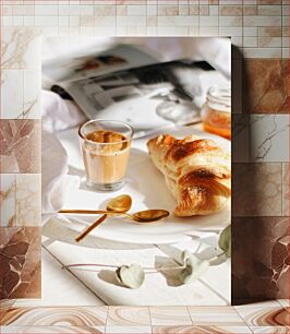 Πίνακας, Morning Coffee and Croissant Πρωινός καφές και κρουασάν