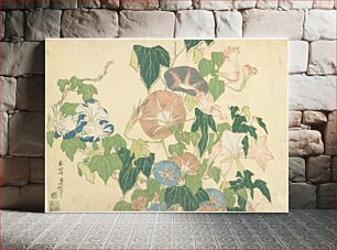 Πίνακας, Morning Glories and Tree Frog (ca.1833–1834) in high resolution by Katsushika Hokusai