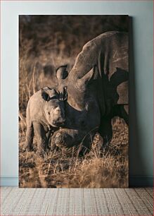 Πίνακας, Mother and Baby Rhino in the Wild Mother and Baby Rhino in the Wild