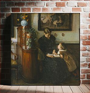 Πίνακας, Mother must read. The artist's wife and child by Viggo Johansen