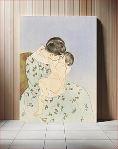 Πίνακας, Mother’s Kiss illustration by Mary Cassatt (1844-1926)