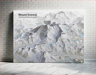 Πίνακας, Mount Everest 3D Map by Tom Patterson, with English annotation, based on data from the US National Snow and Ice Data Center and Landsat 8