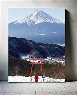Πίνακας, Mount Fuji and Torii Gate in Winter Όρος Φούτζι και Πύλη Torii το χειμώνα