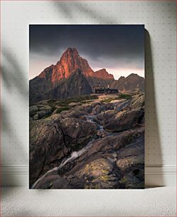 Πίνακας, Mountain Cabin at Sunset Καμπίνα βουνού στο ηλιοβασίλεμα