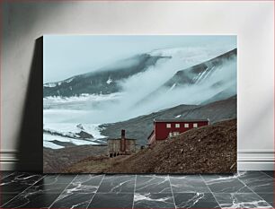 Πίνακας, Mountain Cabin in Misty Landscape Καμπίνα βουνού σε ομιχλώδες τοπίο