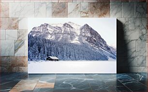 Πίνακας, Mountain Cabin in Snowy Landscape Ορεινή καμπίνα στο χιονισμένο τοπίο
