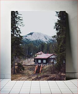 Πίνακας, Mountain Cabin in Winter Ορεινή Καμπίνα τον Χειμώνα