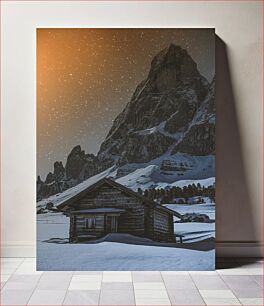 Πίνακας, Mountain Cabin Under Starry Sky Ορεινή καμπίνα κάτω από τον έναστρο ουρανό