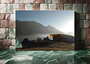 Πίνακας, Mountain Campsite at Sunrise Κάμπινγκ στο βουνό στο Sunrise