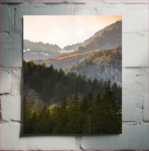 Πίνακας, Mountain Forest Landscape during Sunset Ορεινό δασικό τοπίο κατά τη διάρκεια του ηλιοβασιλέματος