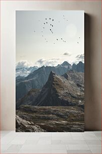 Πίνακας, Mountain Landscape with Birds Ορεινό τοπίο με πουλιά