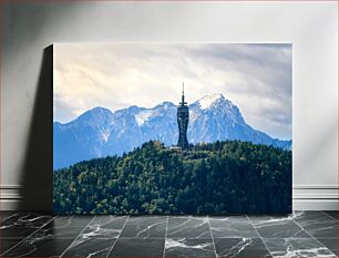 Πίνακας, Mountain Landscape with Observation Tower Ορεινό τοπίο με πύργο παρατήρησης