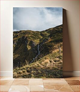 Πίνακας, Mountain Landscape with Waterfall Ορεινό τοπίο με καταρράκτη