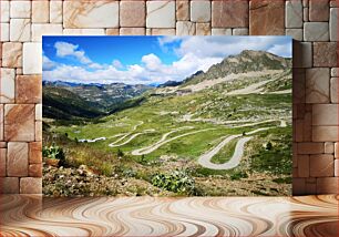 Πίνακας, Mountain Landscape with Winding Roads Ορεινό τοπίο με δρόμους με στροφές