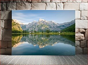 Πίνακας, Mountain Reflections on a Calm Lake Σκέψεις βουνού σε μια ήρεμη λίμνη