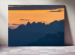 Πίνακας, Mountain Sunset Silhouette Mountain Sunset Silhouette