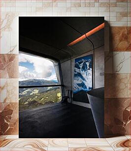 Πίνακας, Mountain View Through Modern Interior Θέα στο βουνό μέσα από το σύγχρονο εσωτερικό