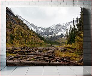 Πίνακας, Mountain View with Fallen Logs Θέα στο βουνό με πεσμένους κορμούς