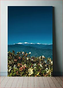 Πίνακας, Mountain View with Flowers Θέα στο βουνό με λουλούδια