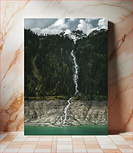 Πίνακας, Mountain Waterfall with Forest Ορεινός Καταρράκτης με Δάσος