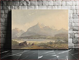 Πίνακας, Mountainous Landscape with Lake and Figure in Foreground